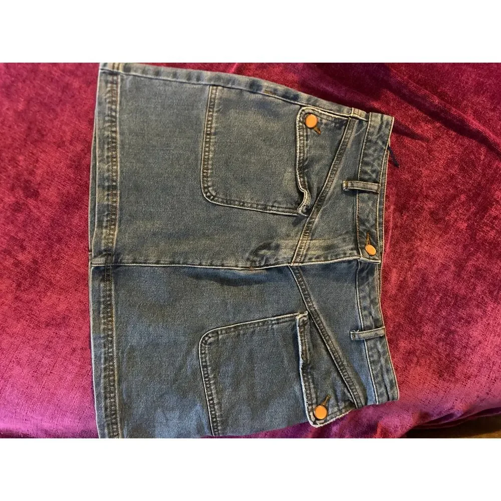 HOUSE of HARLOW Denim Mini Skirt COUNTRY WESTERN 70s COWGIRL Cargo Size 10 Jeans